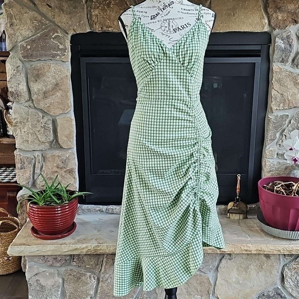 Cider Green Gingham Midi Dress - Picture 2 of 12